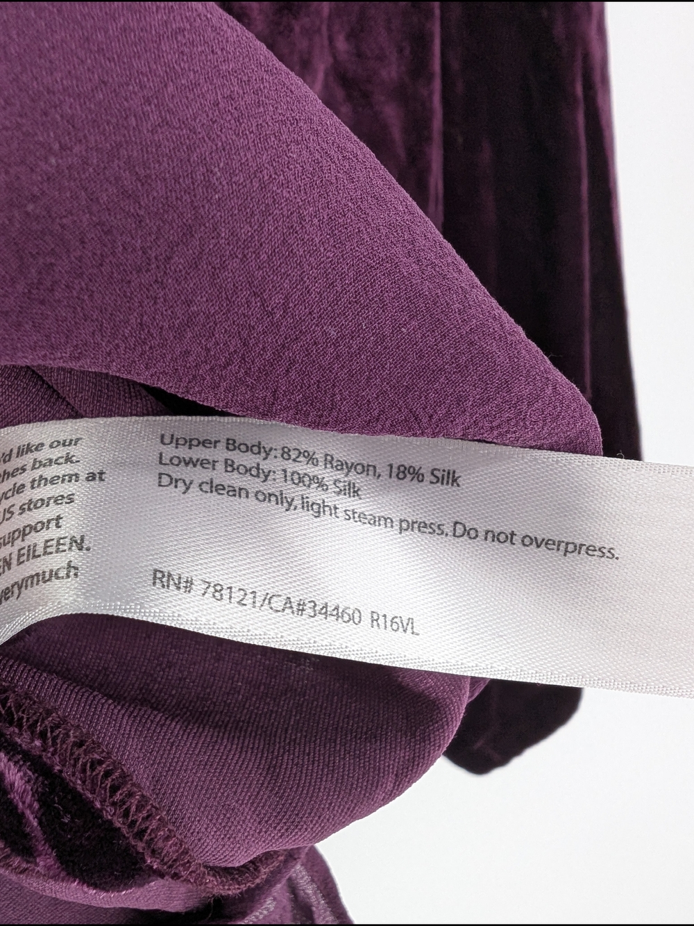Eileen Fisher Velvet & Silk Tunic Top Large Purple Flowy Lagenlook - Picture 7 of 7
